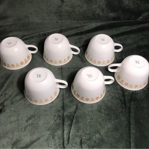 6 Vintage Corelle Livingware by Corning Cups Mugs  Butterfly Gold
